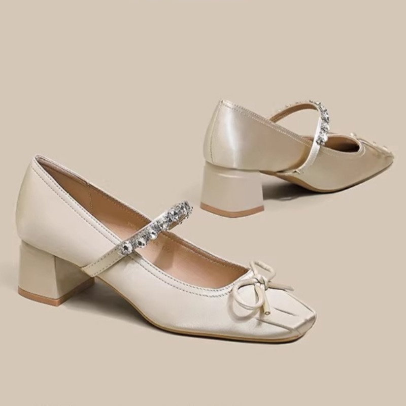 Pump Heel Block - Square Toe Mary Jane Single Shoes