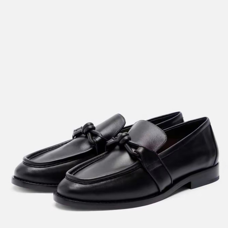 Women Formal Wear Shoes - Women's Leather Knot Detail Loafers Slip-On