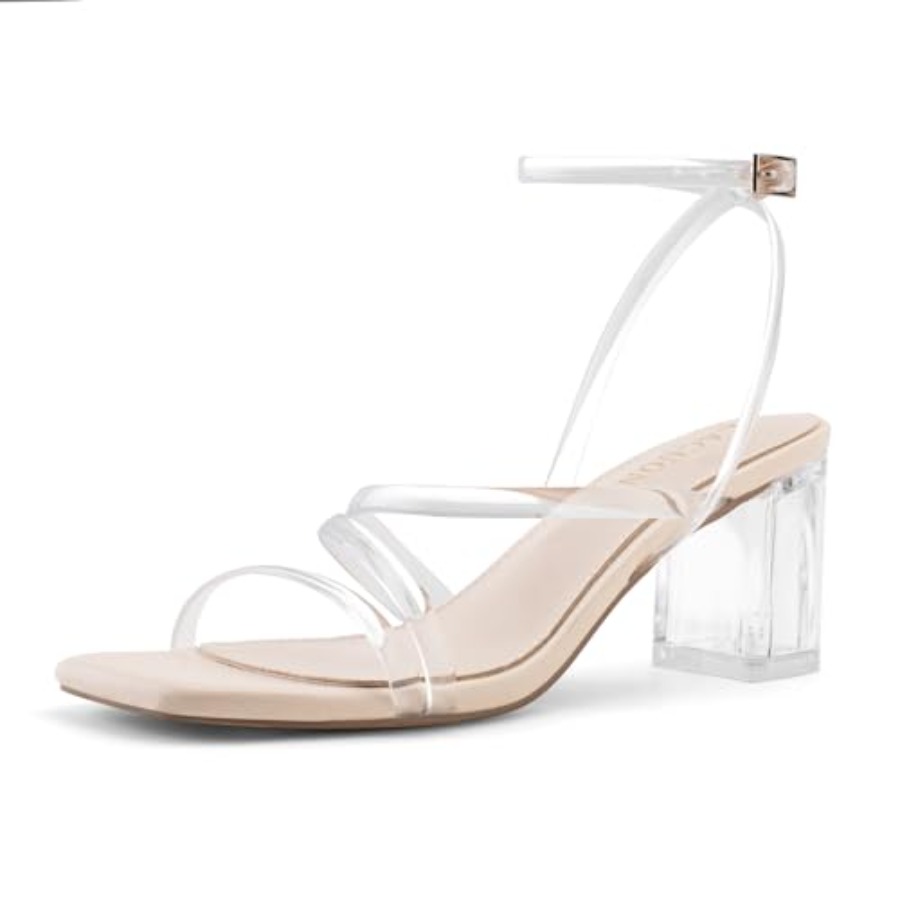 Pump Heel Block - LACUONE Strappy Heels for women Block