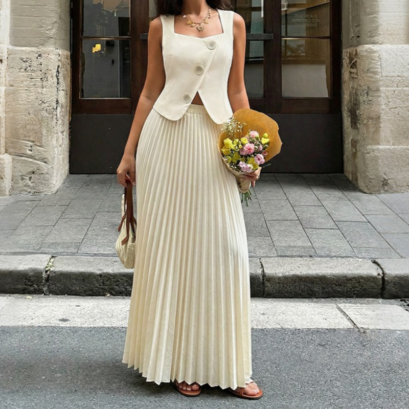 Shift Dress Sleeveless - Two Pieces Women Dress Sets Solid