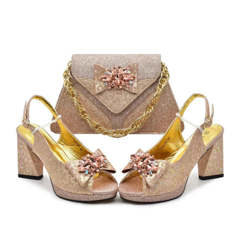 Women Formal Wear Shoes - shoe and bag matching fabric with