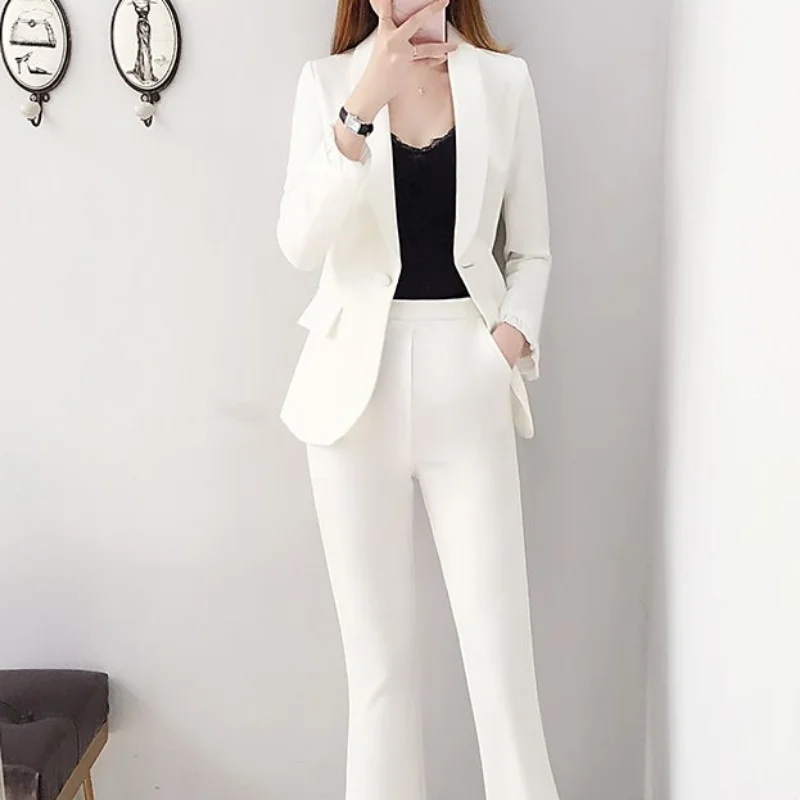 Blazer and White Trouser Suit  - Women Formal Wear Korean avaliação e preço