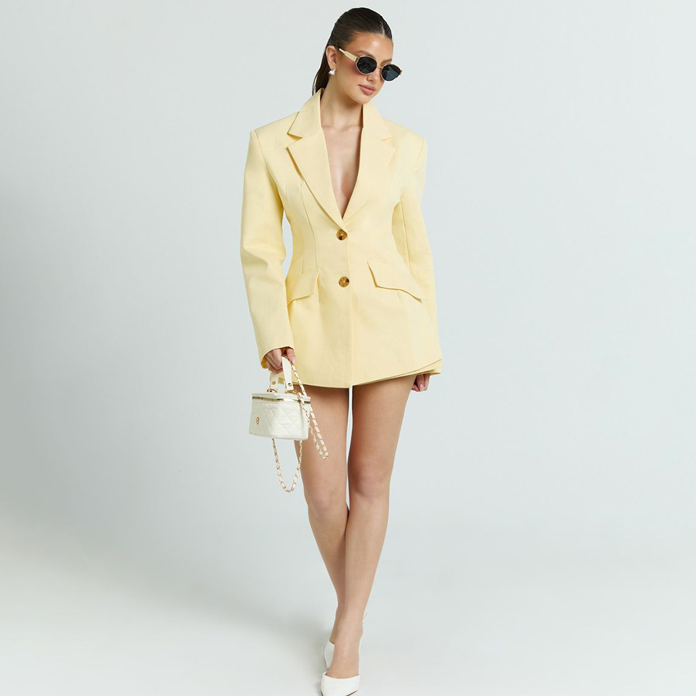 Light Yellow Women's 2Pic Suit - Yellow Formal Wear Women avaliação e preço