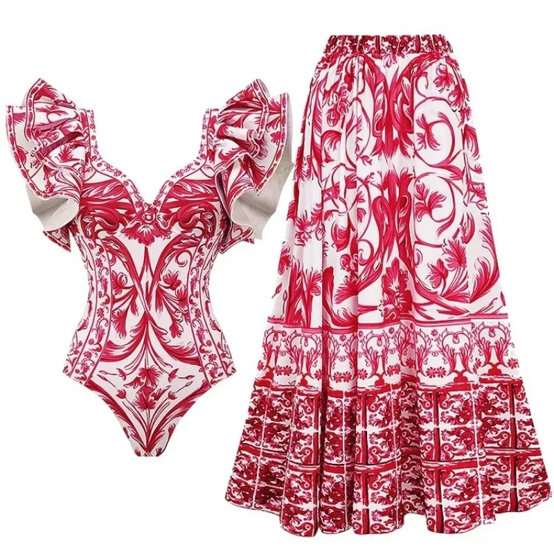 Printed One Piece Swimsuit for - Monochrome Suit Set avaliação e preço