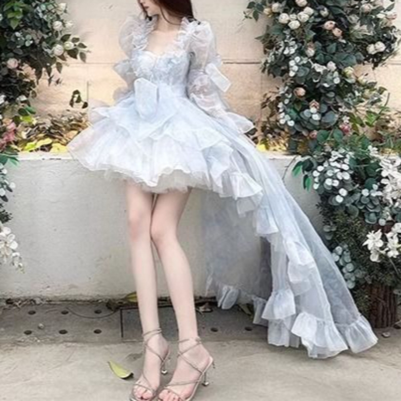 Sweet Lolita French Puff Sleev - Women Formal Wear For Graduation avaliação e preço