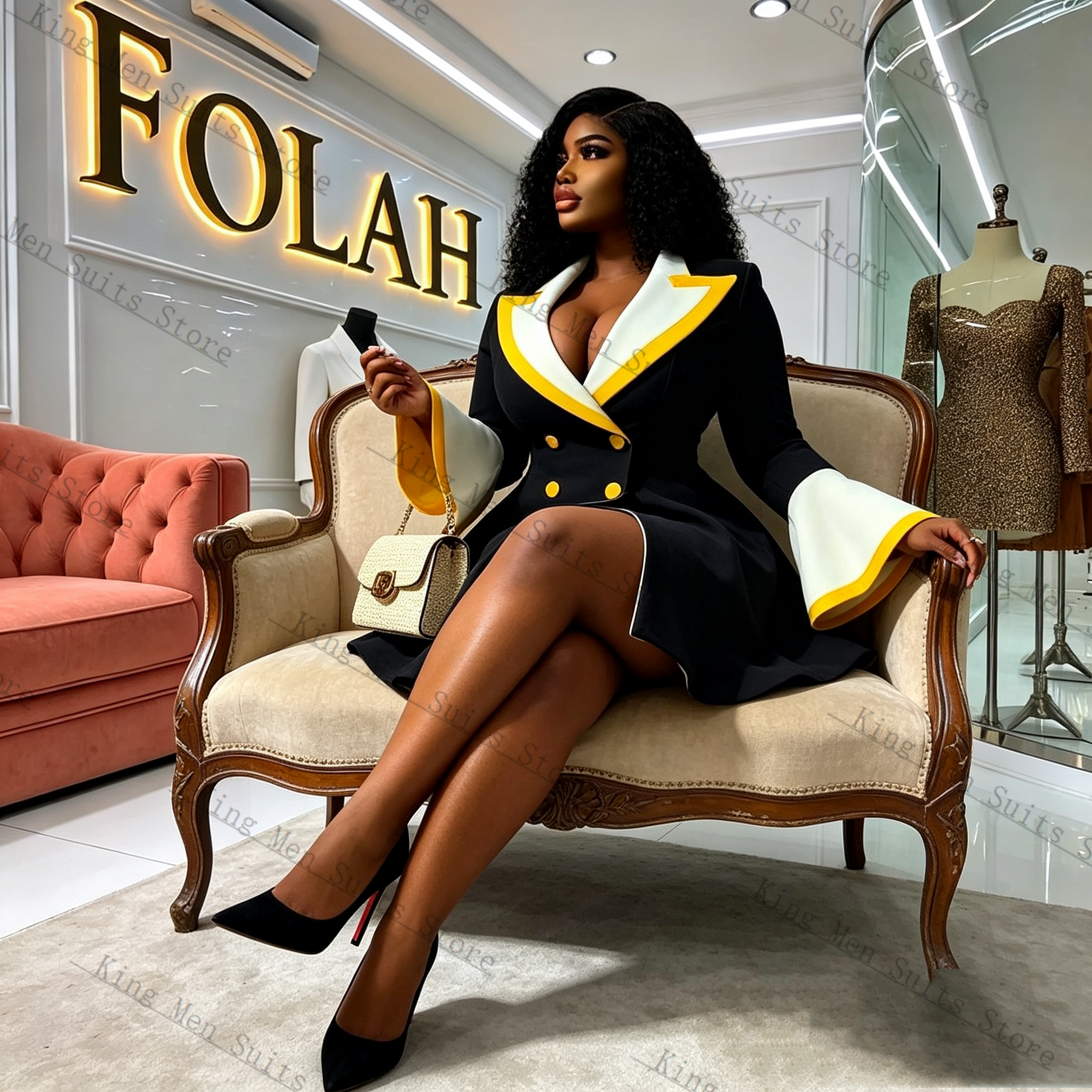 Spring Women Suit Skirt 1 Pcs  - Women Formal Wear Black And White avaliação e preço