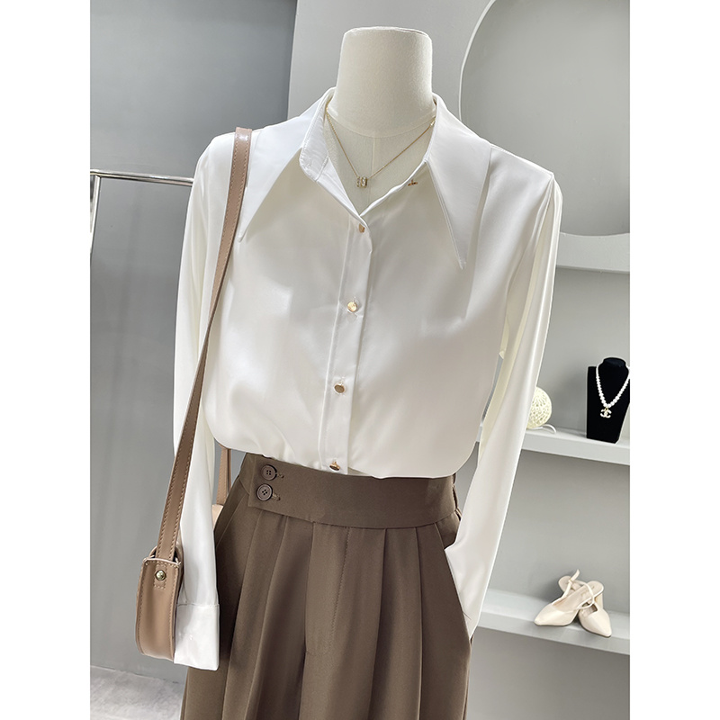 Long Sleeve Shirts Womens Chif - Women Formal Wear Korean avaliação e preço