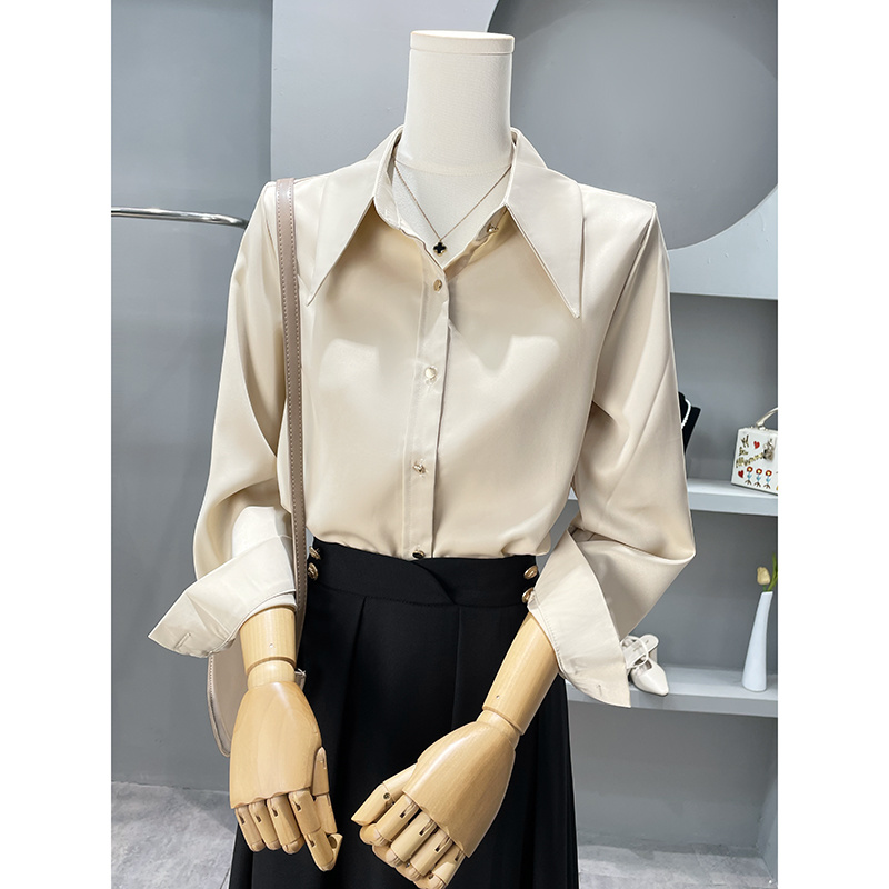 Long Sleeve Shirts Womens Chif - Women Formal Wear Korean avaliação e preço
