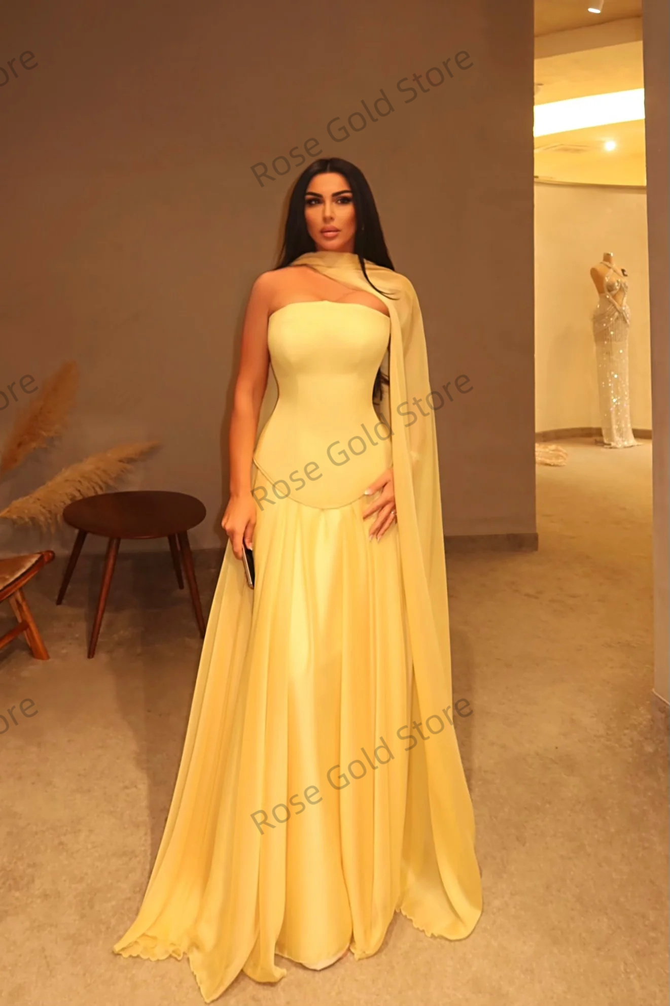 Simple Yellow Evening Dresses  - Yellow Formal Wear Women avaliação e preço