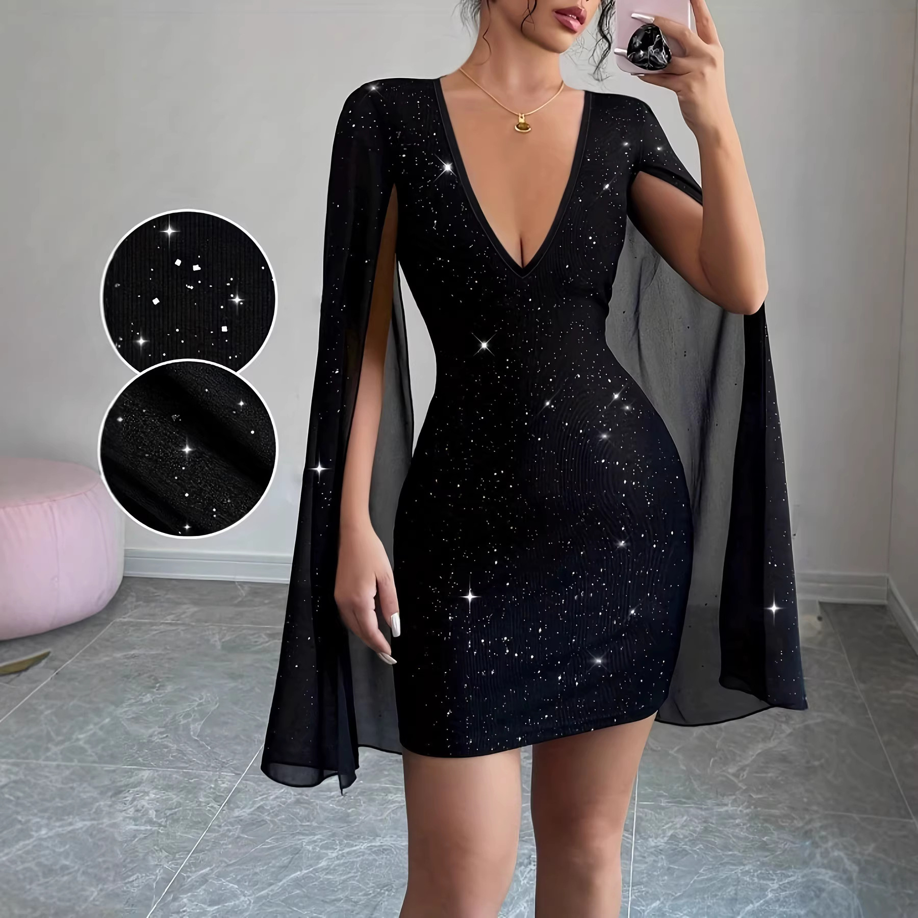 V Neck Bodycon Midi Dress Eleg - Formal Wear Women Us avaliação e preço