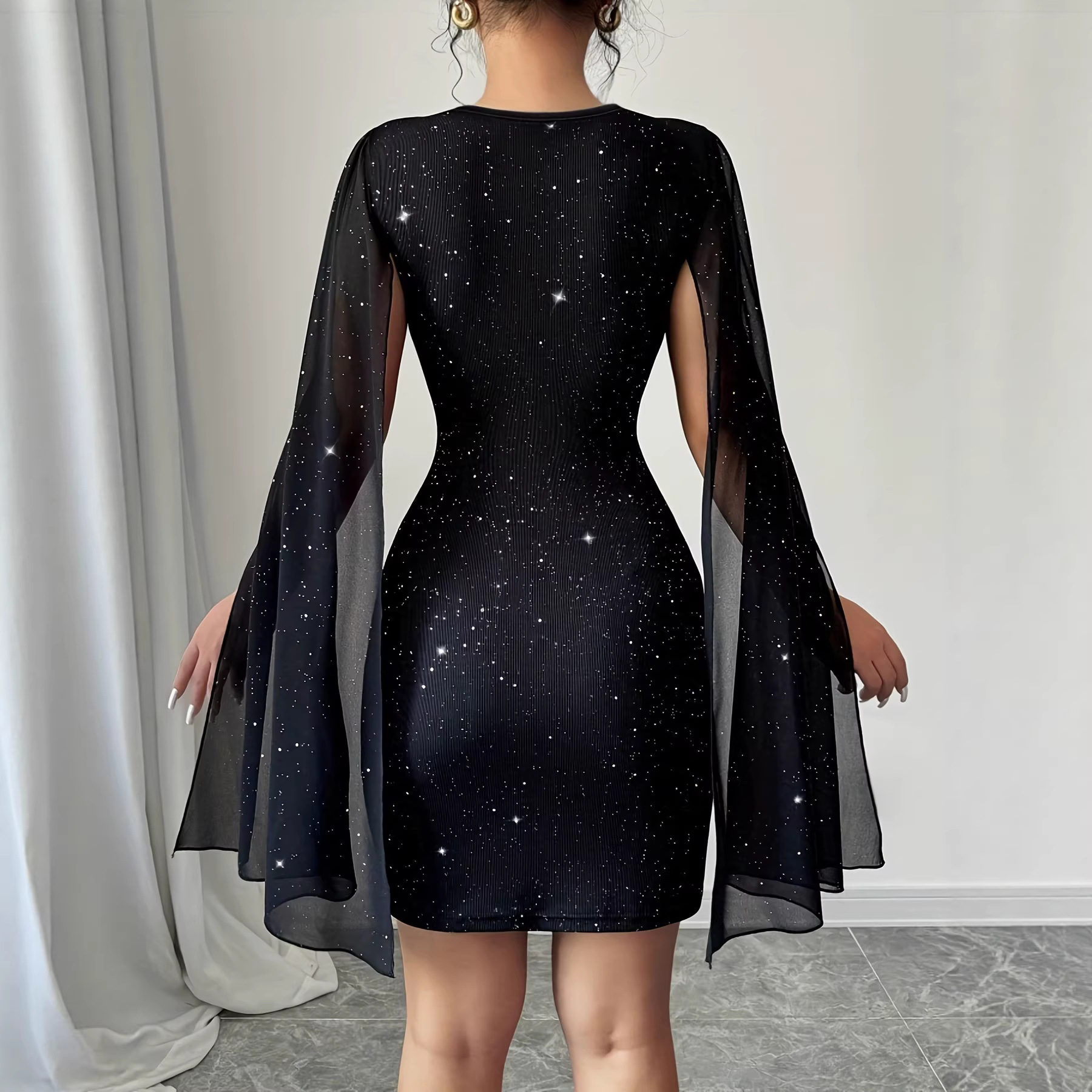V Neck Bodycon Midi Dress Eleg - Formal Wear Women Us avaliação e preço