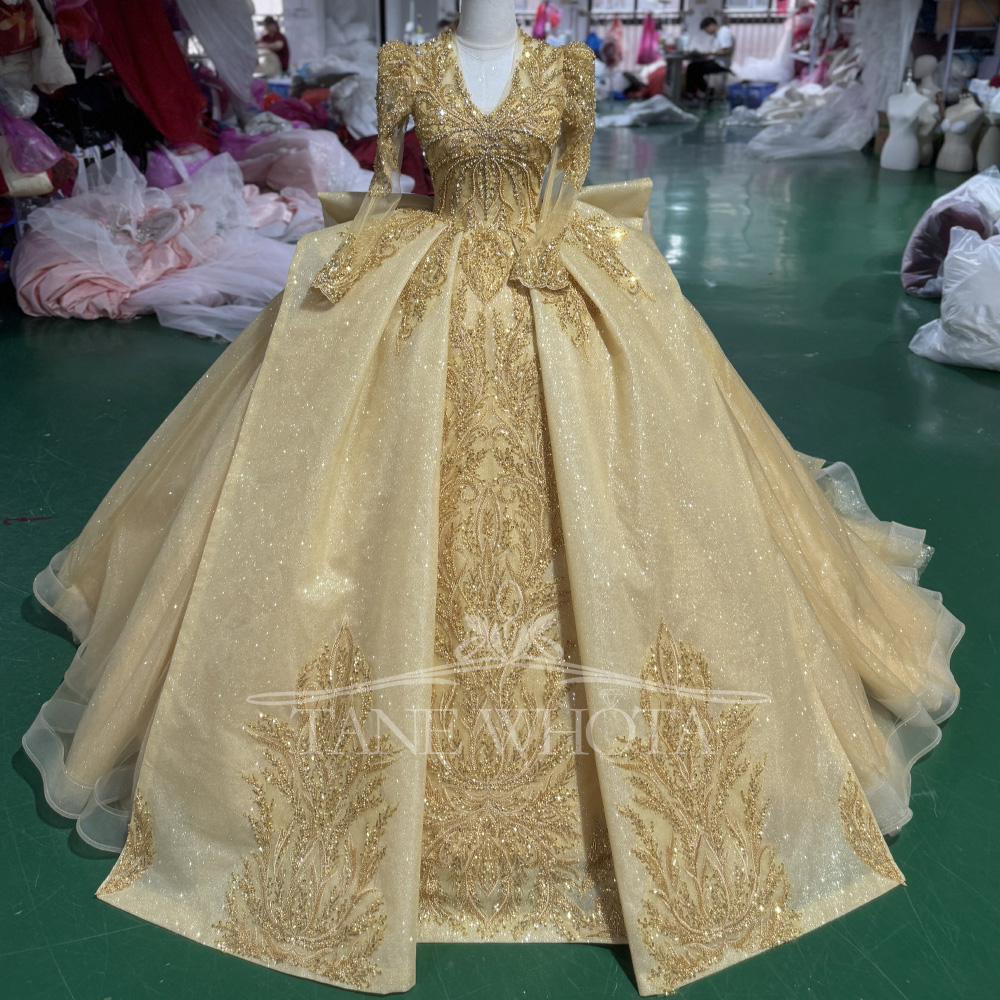 Elegant V-Neck Evening Dress 2 - Yellow Formal Wear Women avaliação e preço
