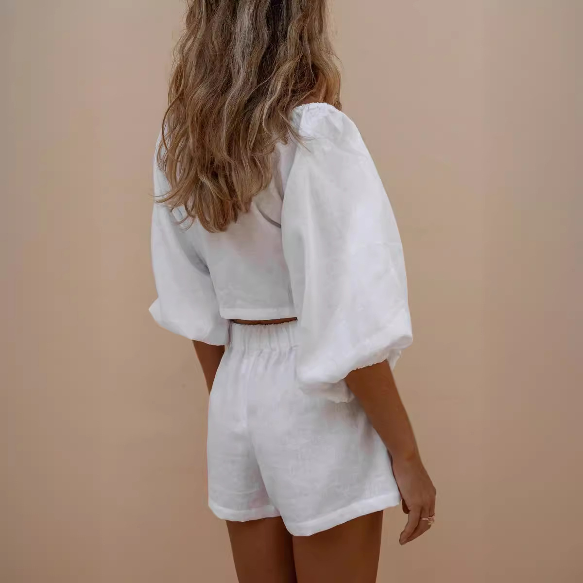 Puff Sleeve Lace Shorts Monoch - Monochrome Suit Set avaliação e preço