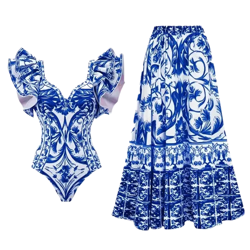 Printed One Piece Swimsuit for - Monochrome Suit Set avaliação e preço