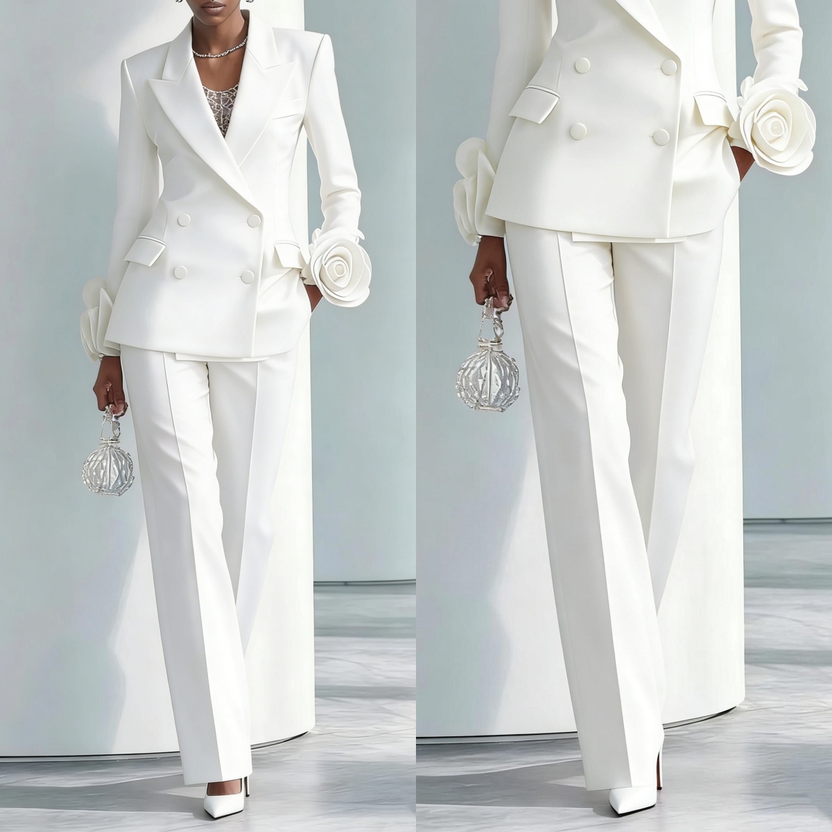 2 Pieces White Flowers Women P - Women Formal Wear For Graduation avaliação e preço