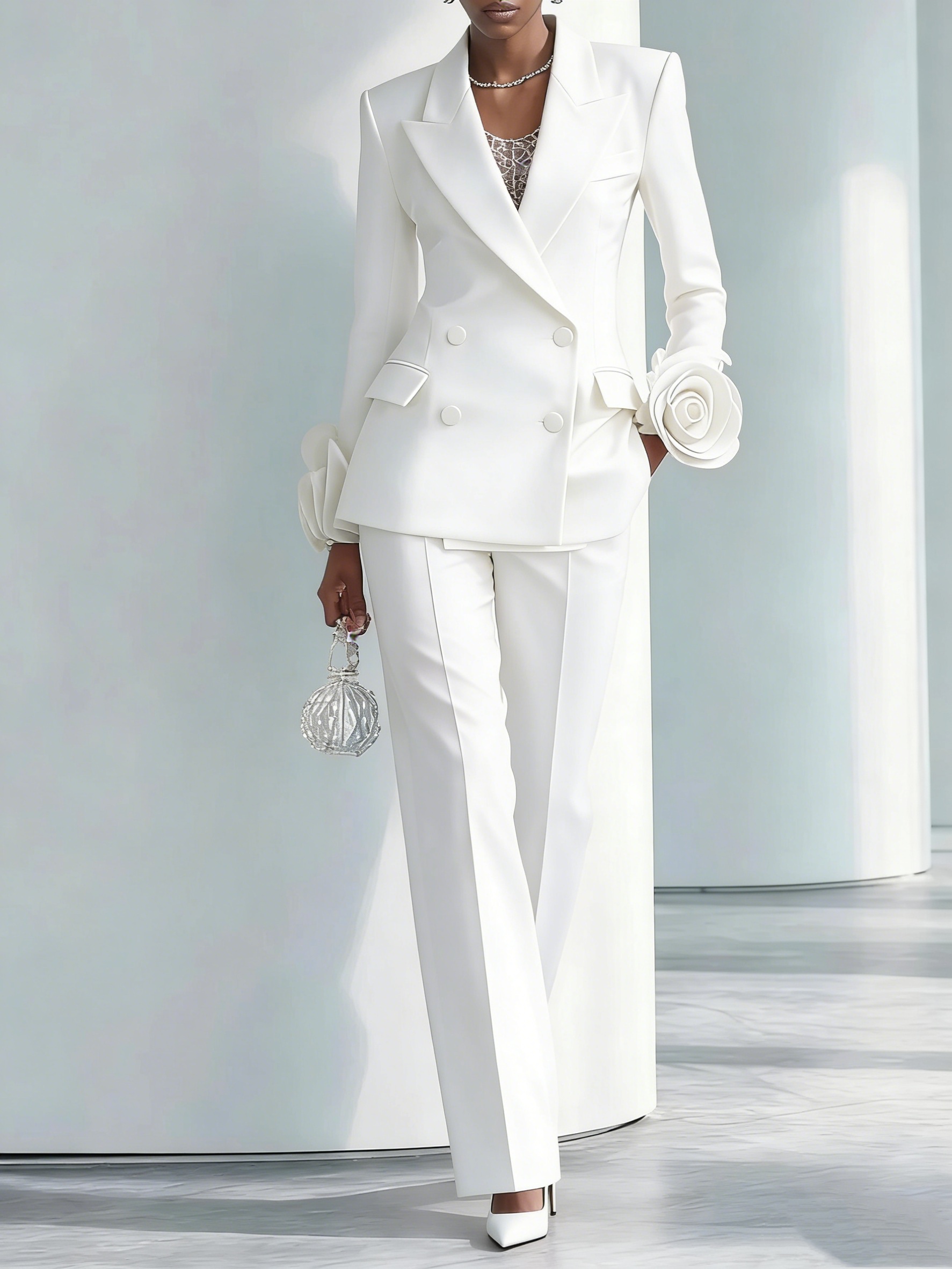 2 Pieces White Flowers Women P - Women Formal Wear For Graduation avaliação e preço