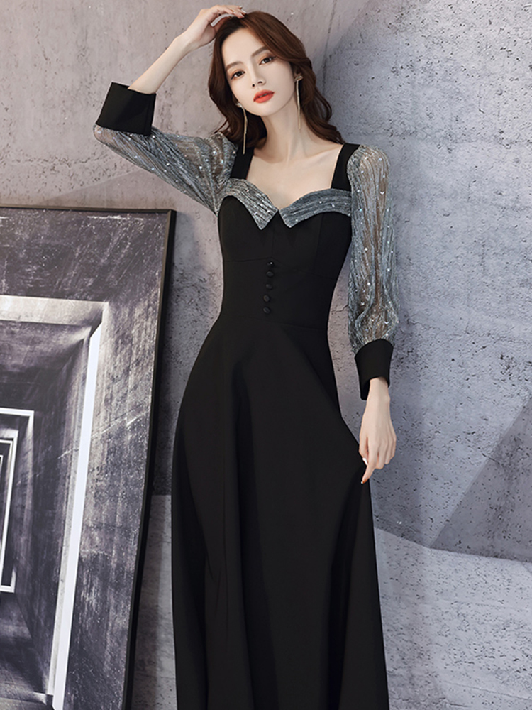 Ele Bla Long Sve Midi Dr for W - Women Formal Wear Korean avaliação e preço
