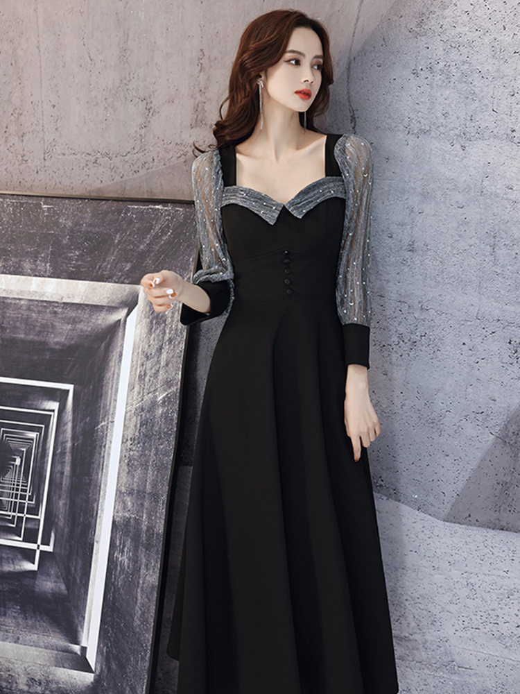 Ele Bla Long Sve Midi Dr for W - Women Formal Wear Korean avaliação e preço