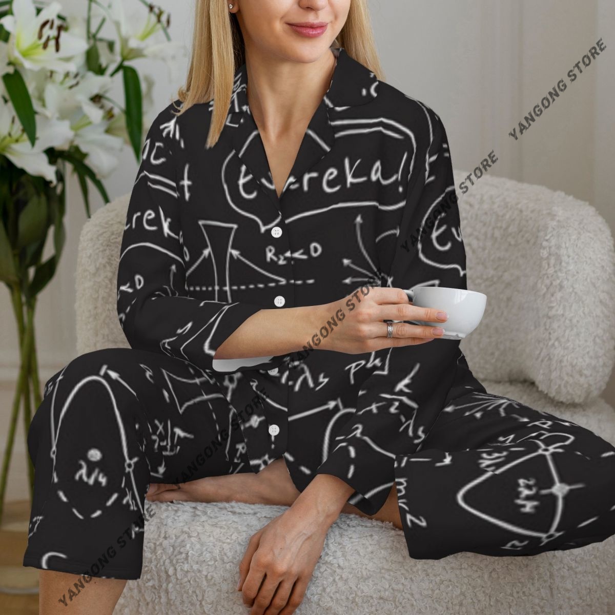 Women Sleepwear Pajamas Scienc - Monochrome Suit Set avaliação e preço