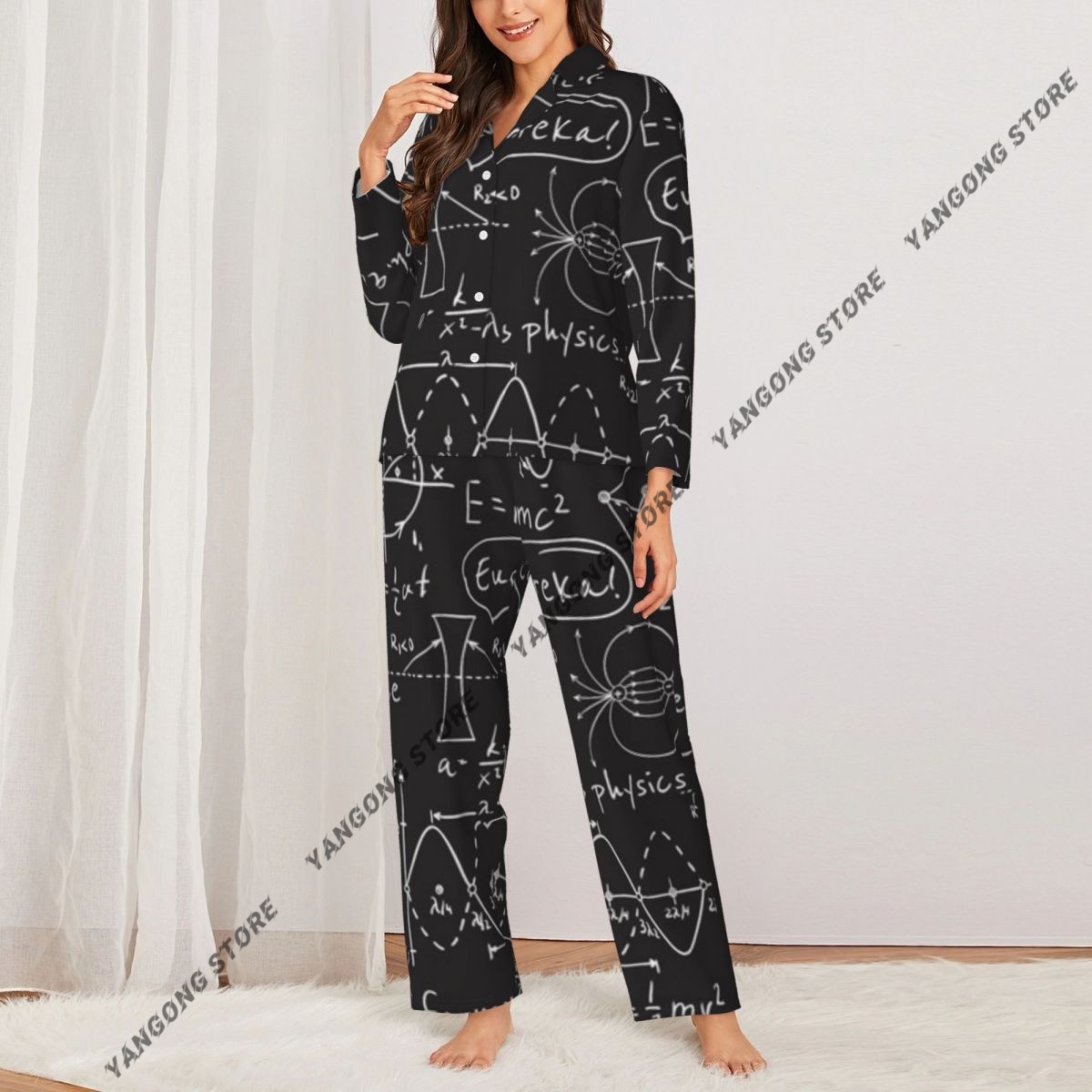 Women Sleepwear Pajamas Scienc - Monochrome Suit Set avaliação e preço