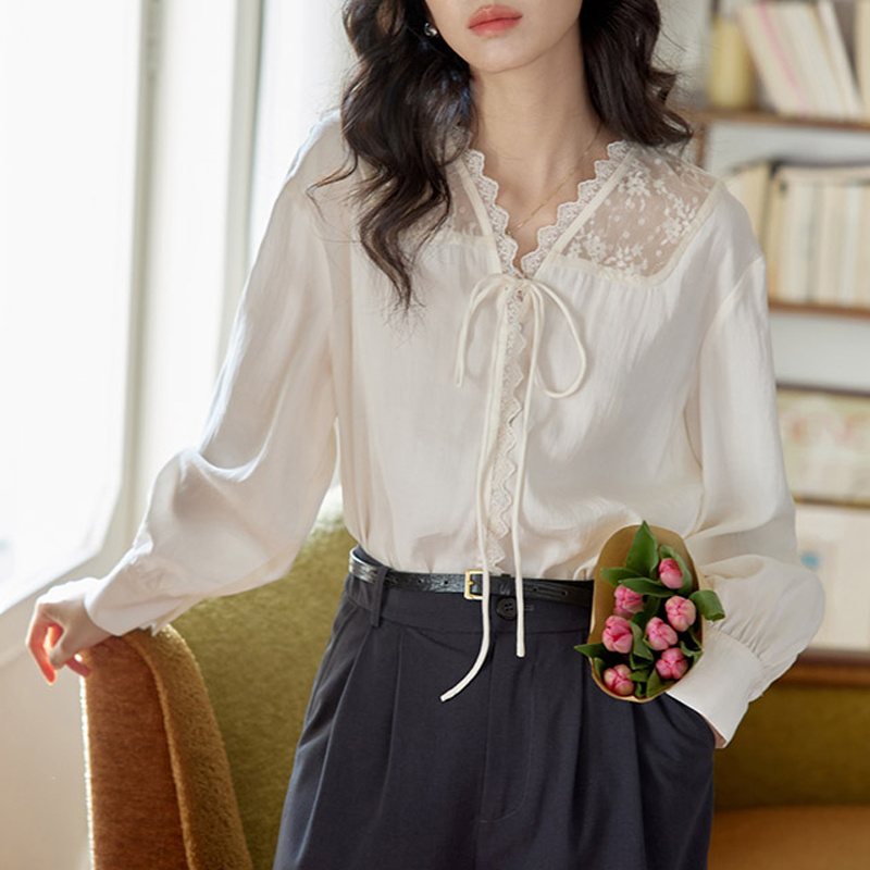 Long Sleeve Shirts Womens Sati - Women Formal Wear Korean avaliação e preço