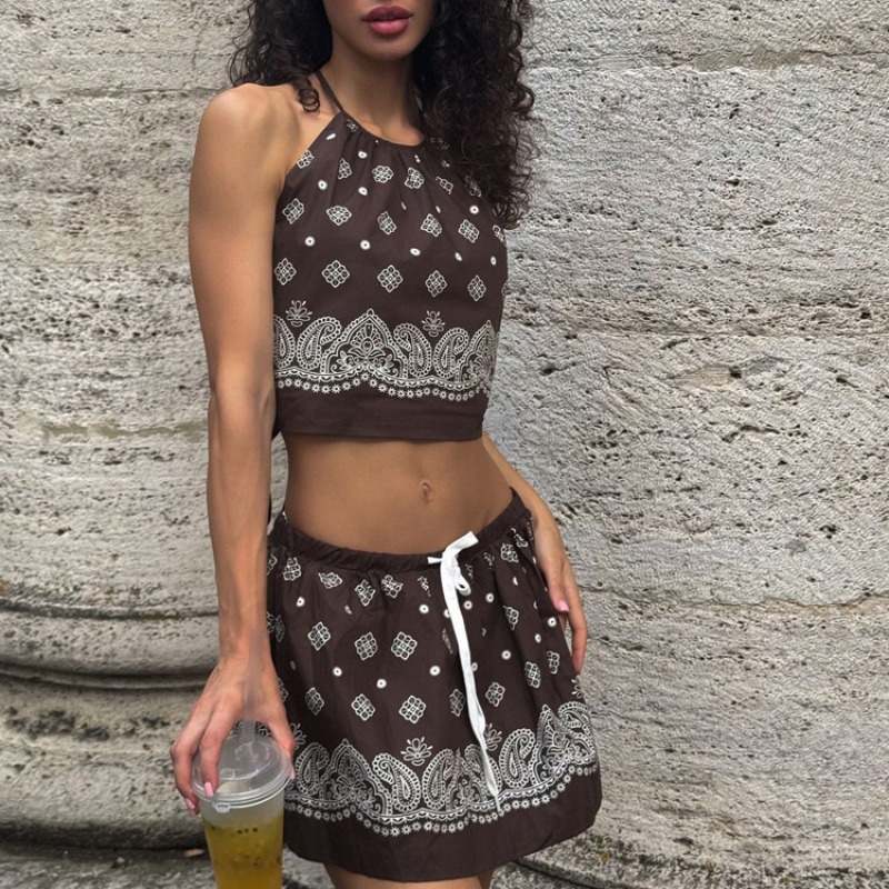 BWQ Vintage Print Dress Sets W - Shift Dress Sleeveless avaliação e preço