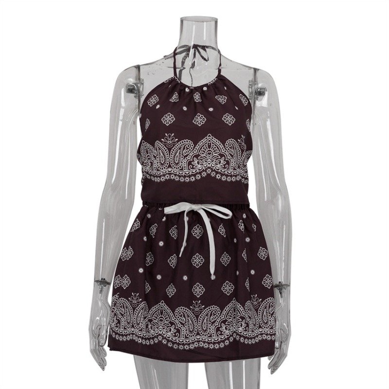 BWQ Vintage Print Dress Sets W - Shift Dress Sleeveless avaliação e preço