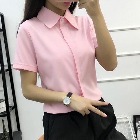 White Loose Short Sleeve Shirt - Women Formal Wear Korean avaliação e preço