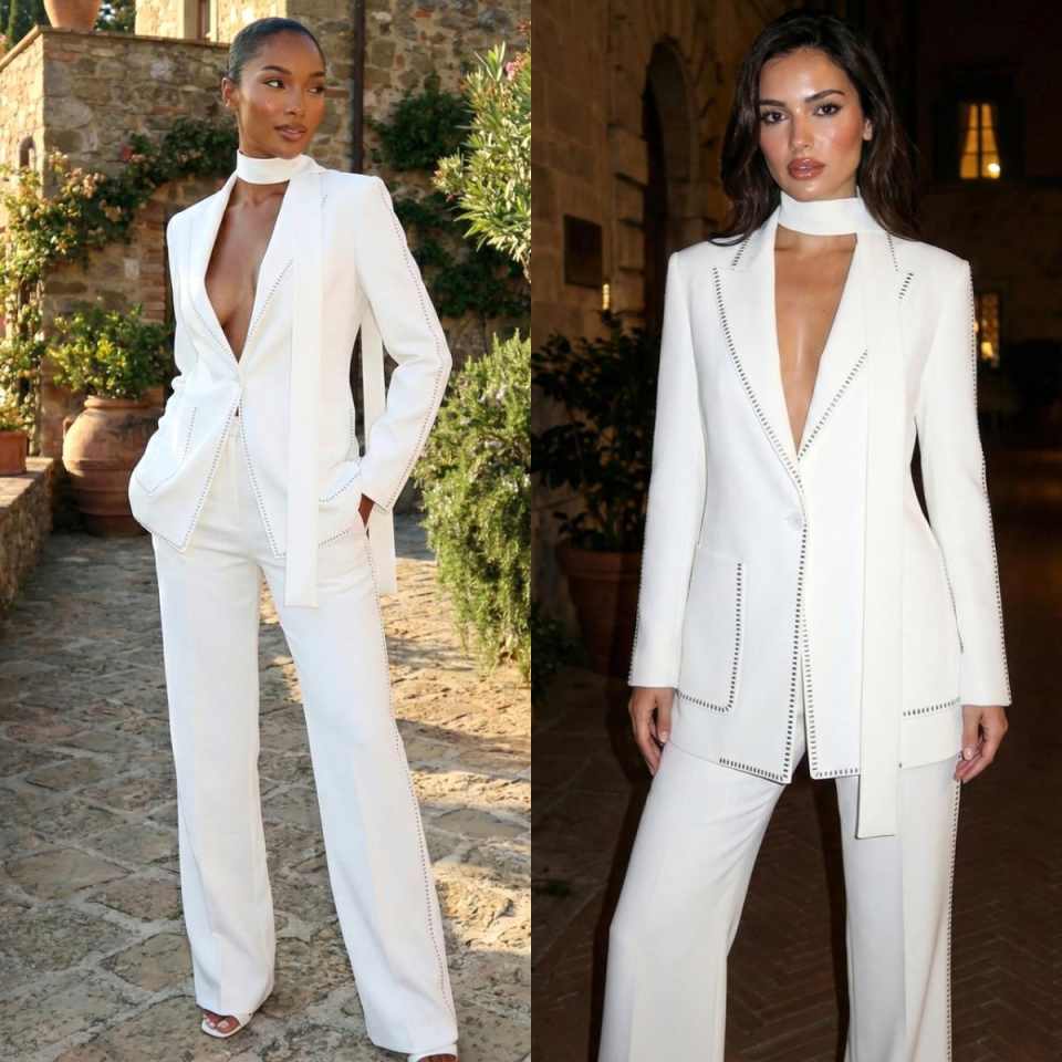 2 Pieces Women Wedding Pants S - Women Formal Wear For Graduation avaliação e preço
