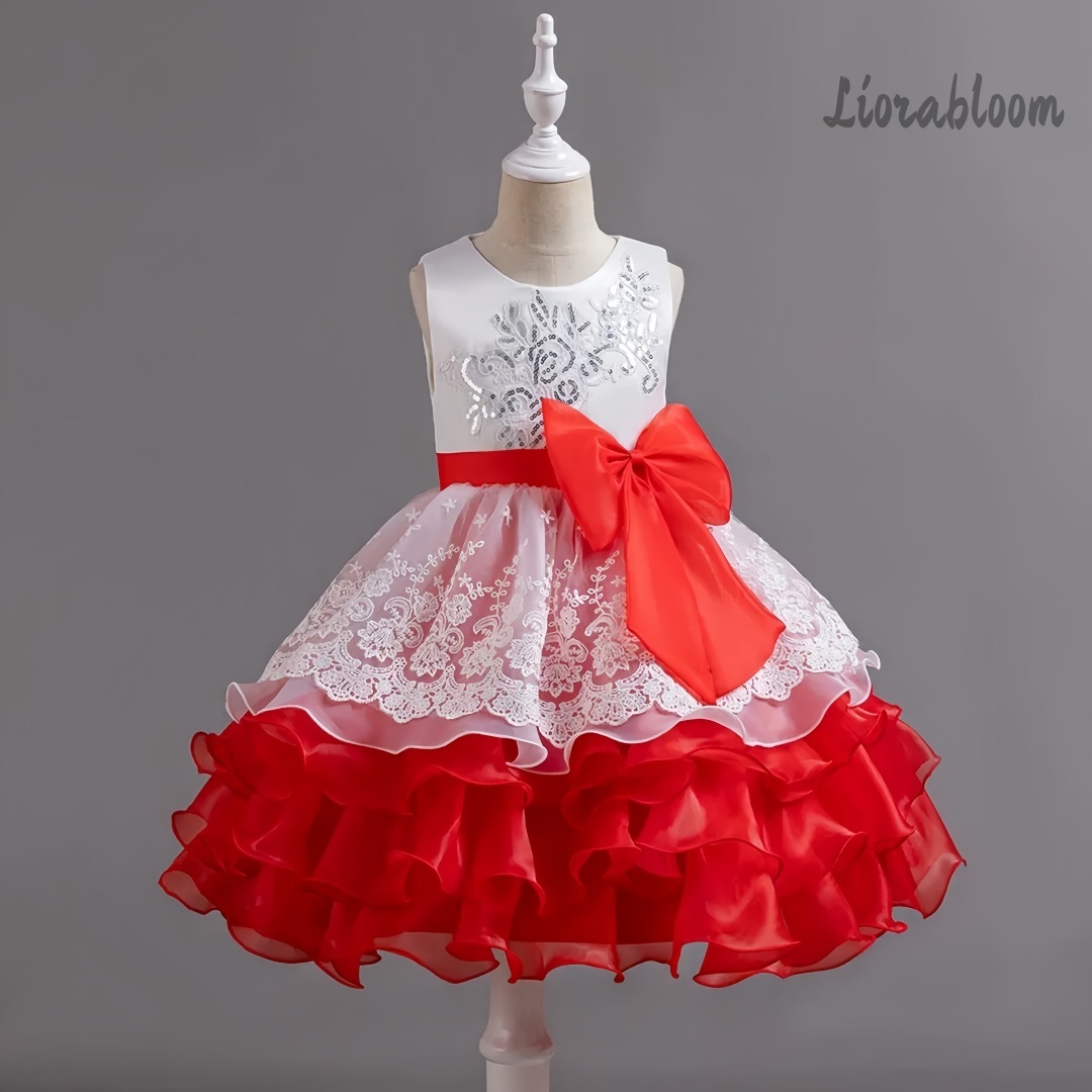 Girls' Dress With Large Bow Sl - Formal Wear Women Us avaliação e preço