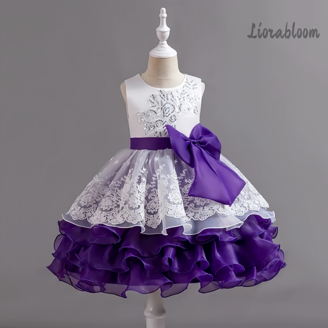 Girls' Dress With Large Bow Sl - Formal Wear Women Us avaliação e preço