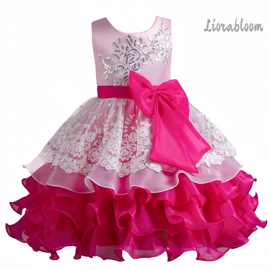 Girls' Dress With Large Bow Sl - Formal Wear Women Us avaliação e preço