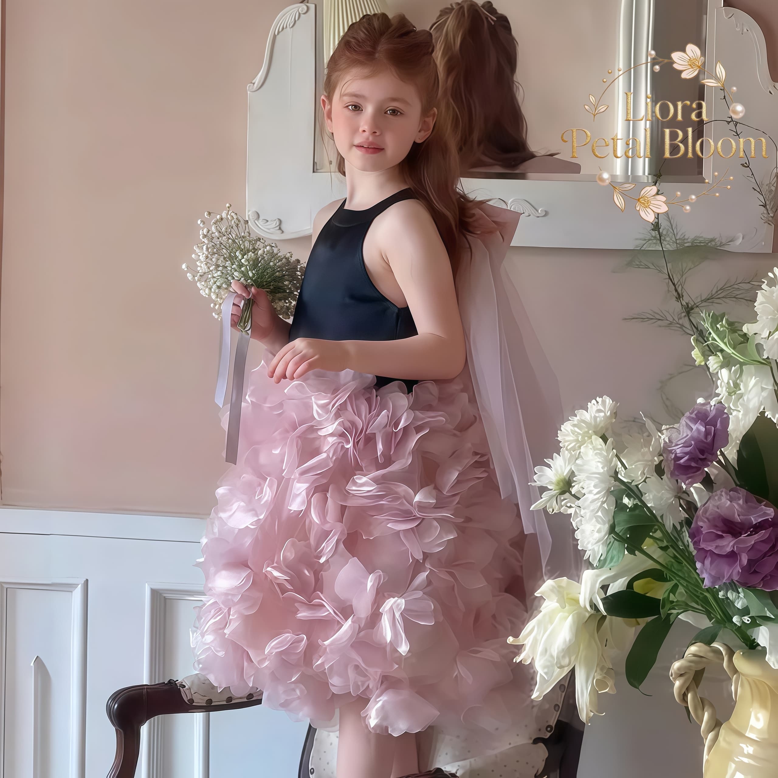 Girls' Black Floral Tulle Dres - Formal Wear Women Us avaliação e preço