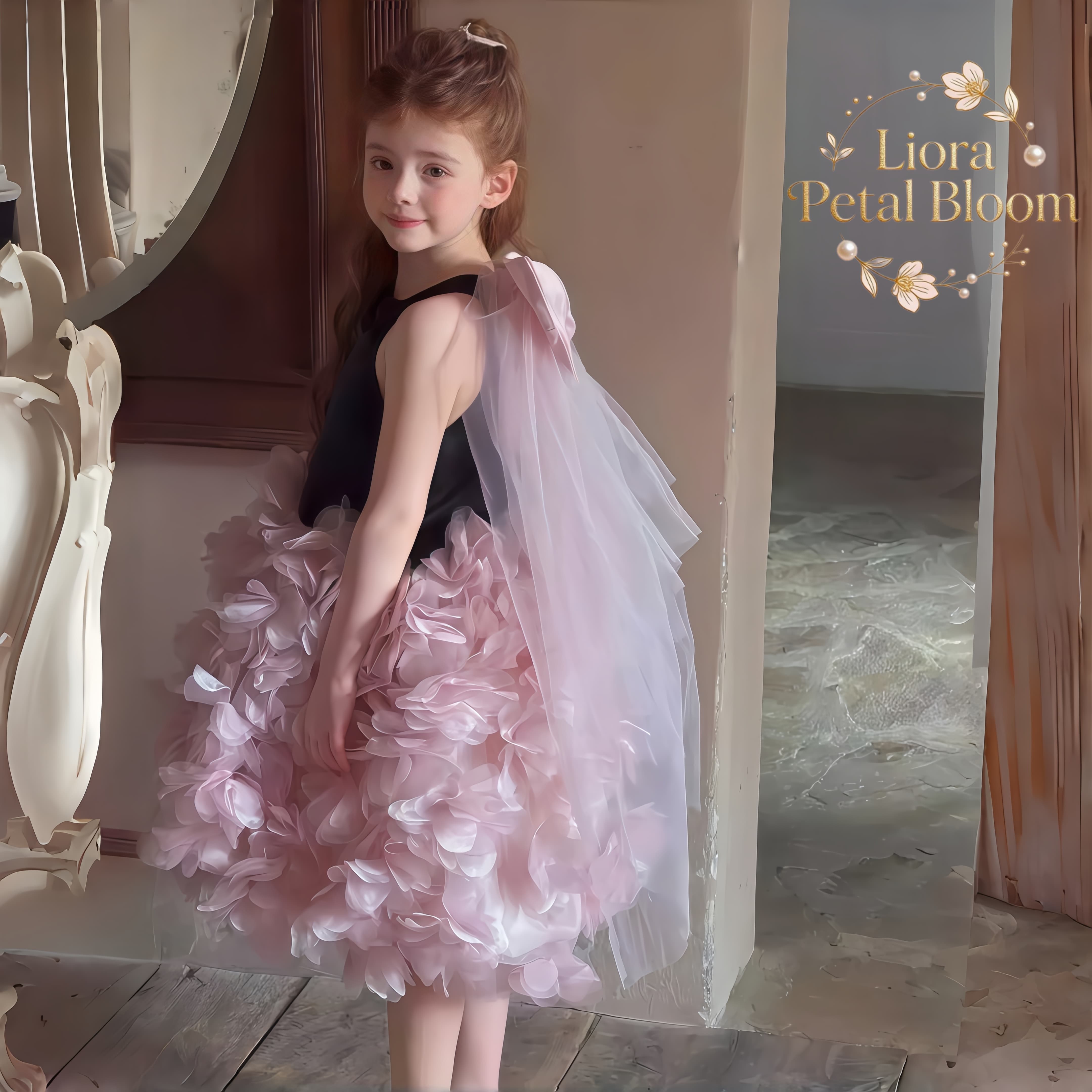 Girls' Black Floral Tulle Dres - Formal Wear Women Us avaliação e preço