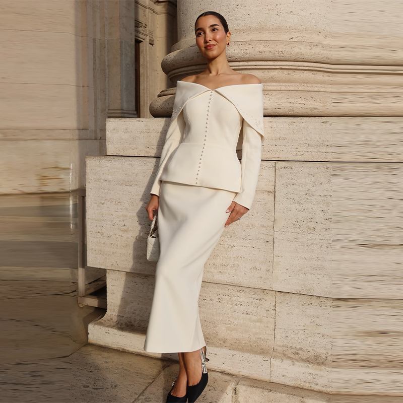 Elegant French White Peplum Tw - Formal Wear Women Us avaliação e preço