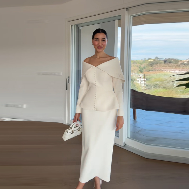 Elegant French White Peplum Tw - Formal Wear Women Us avaliação e preço