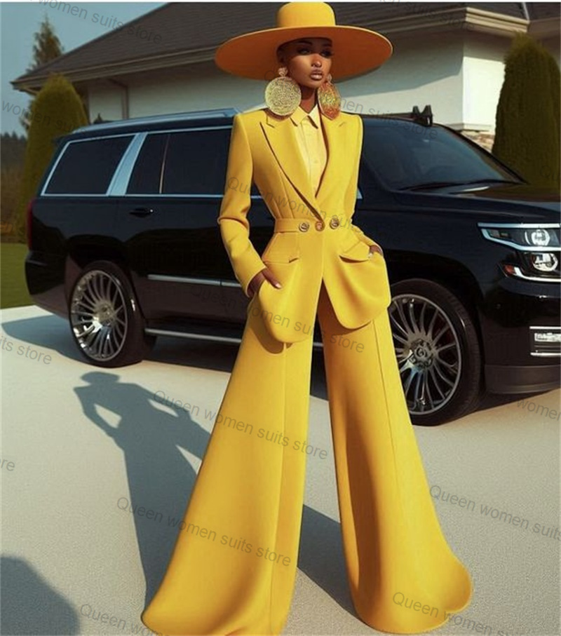 Yellow Cotton Women Suit Set 2 - Yellow Formal Wear Women avaliação e preço
