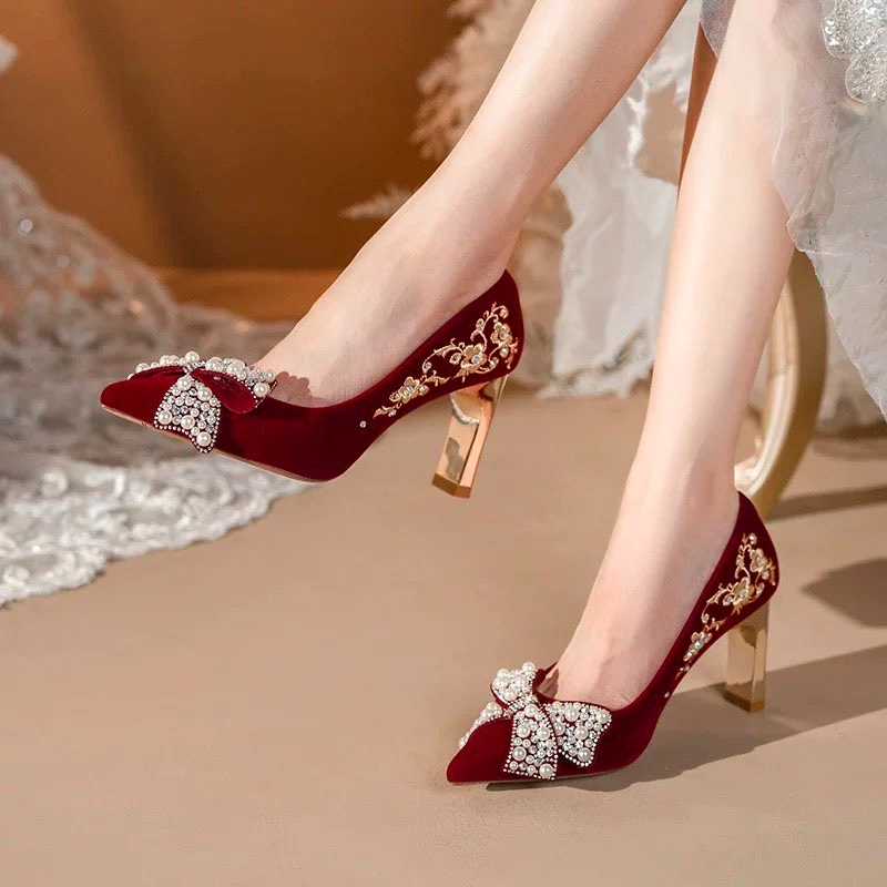 Embroidered Block Heel Single  - Pump Heel Block avaliação e preço