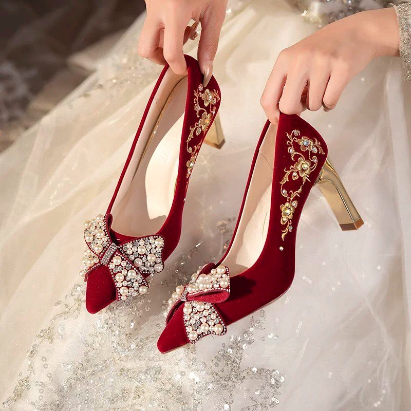 Embroidered Block Heel Single  - Pump Heel Block avaliação e preço