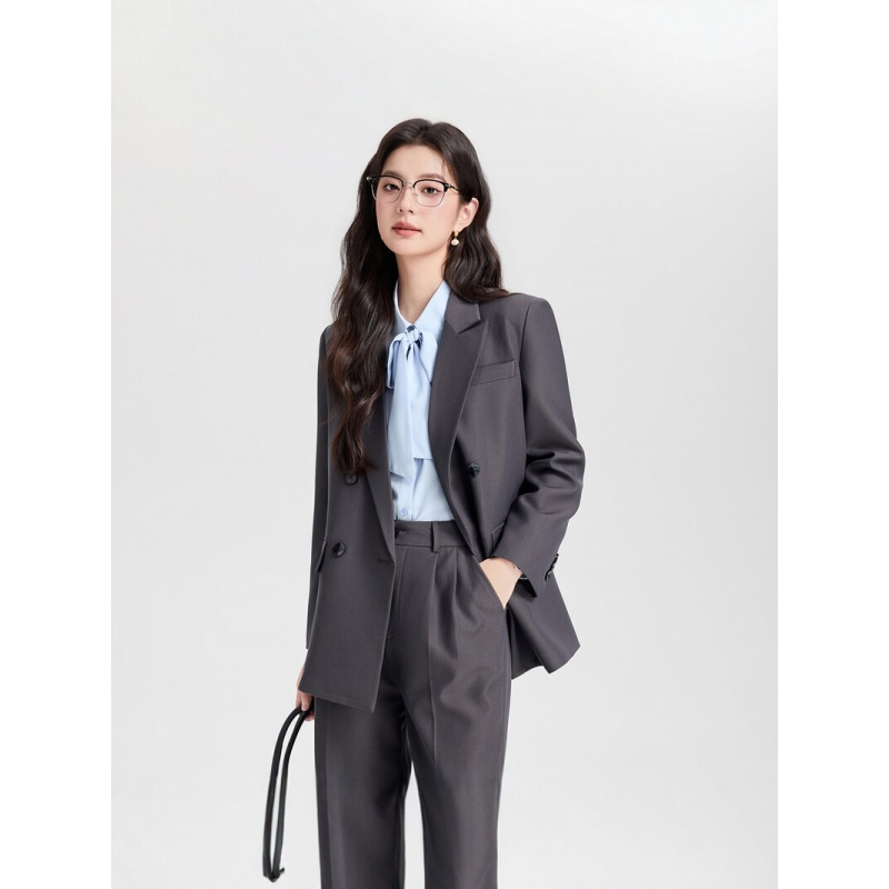 Navy blue double-breasted wome - Women Formal Wear Korean avaliação e preço