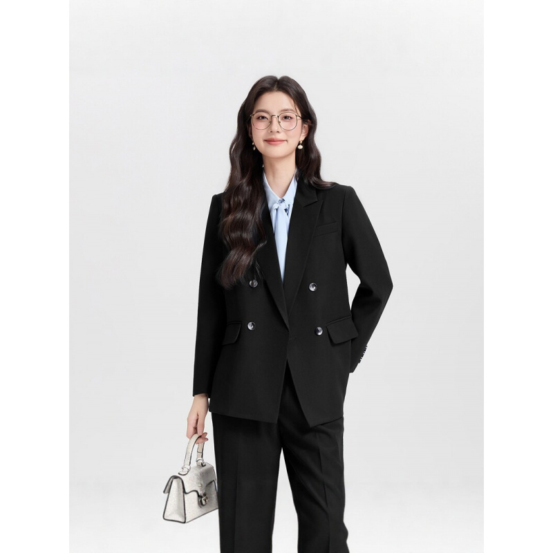 Navy blue double-breasted wome - Women Formal Wear Korean avaliação e preço
