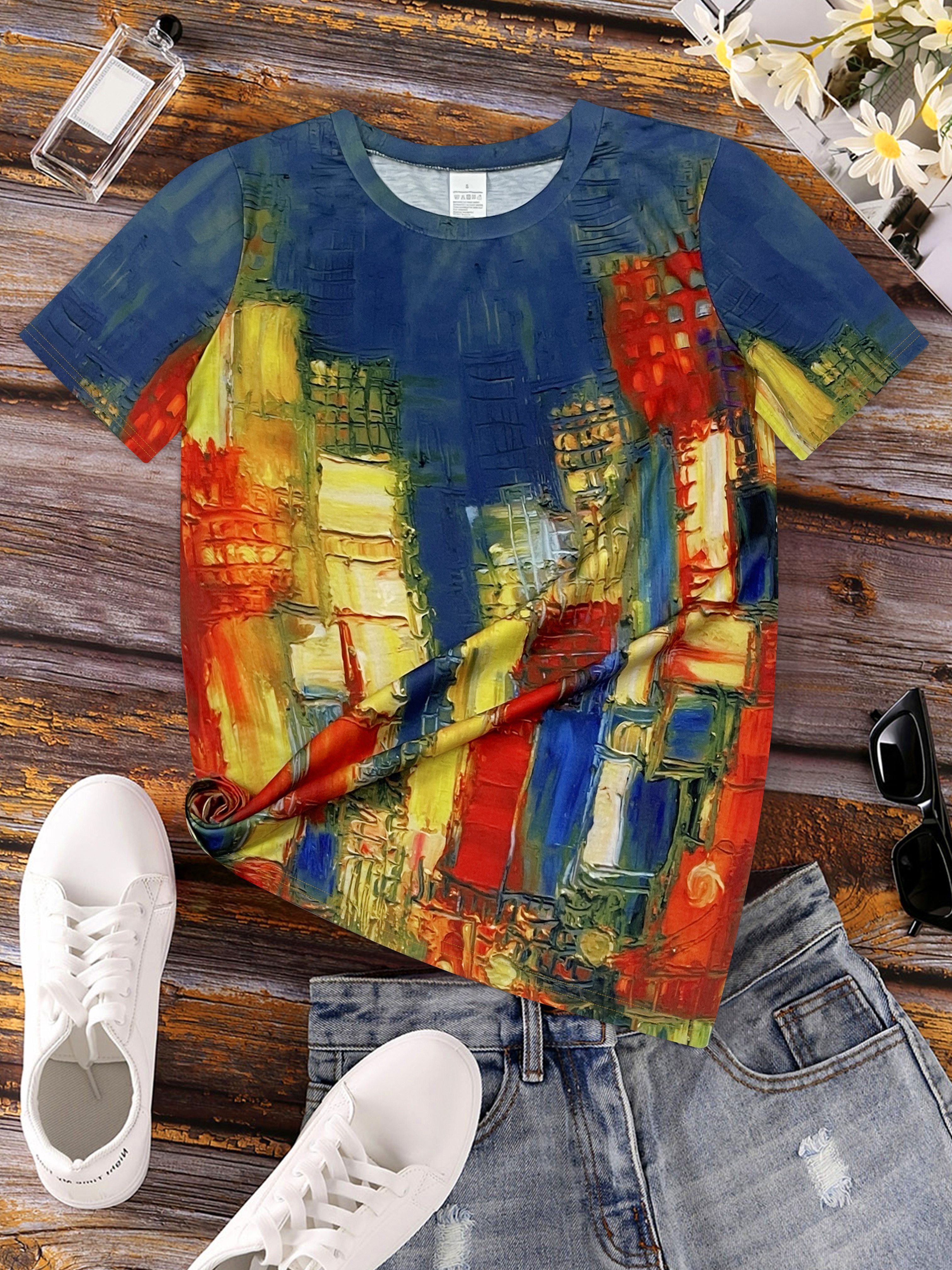 Vibrant Cityscape Women's Tee  - Women Formal Wear Designers avaliação e preço