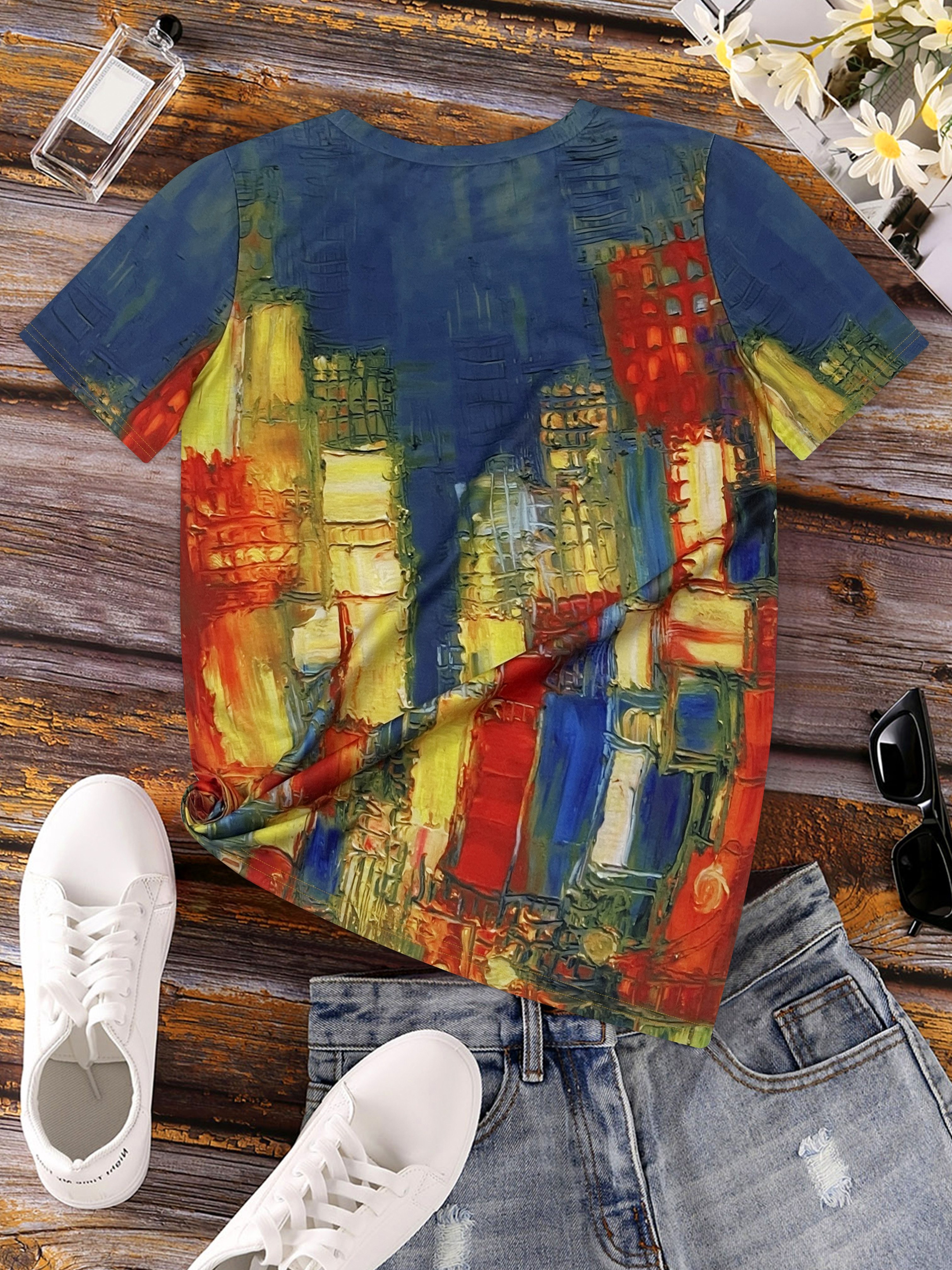 Vibrant Cityscape Women's Tee  - Women Formal Wear Designers avaliação e preço