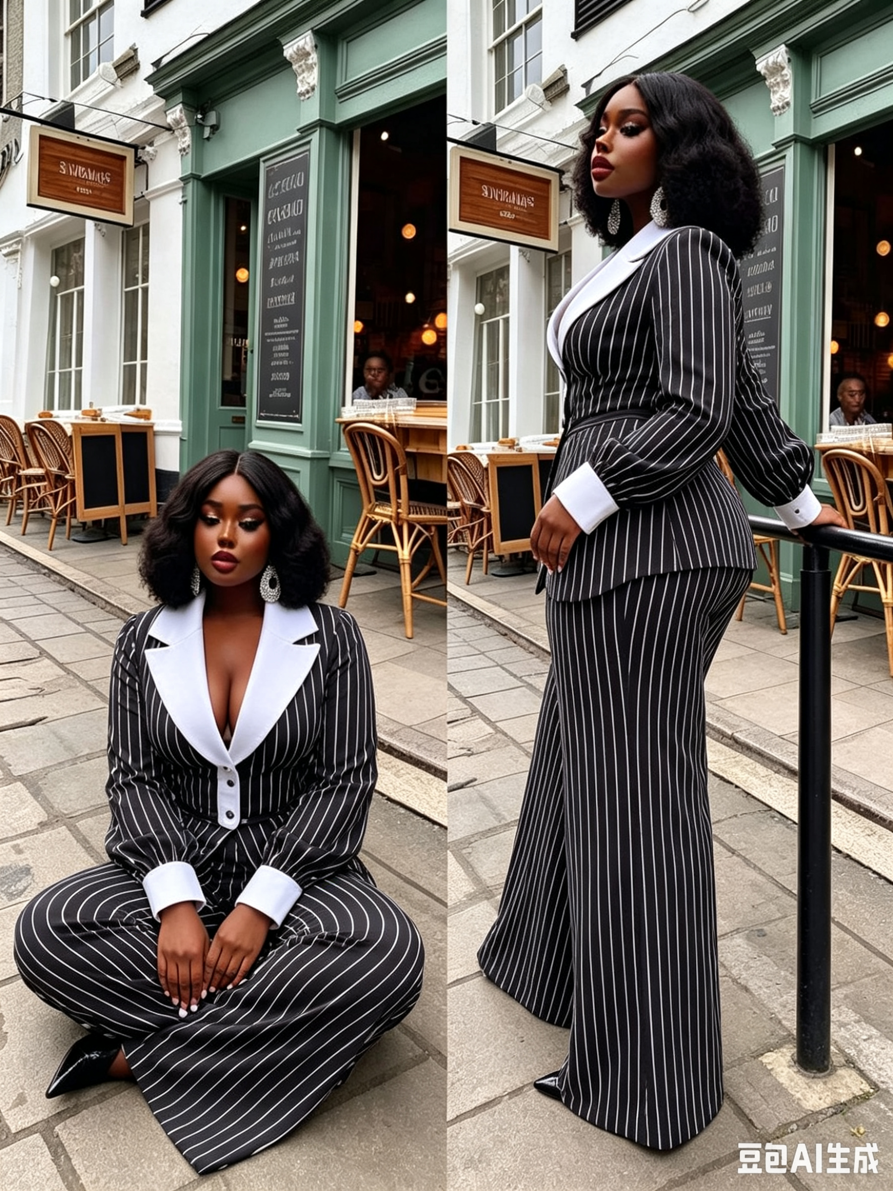White Black Pinstripe Women Su - Women Formal Wear Black And White avaliação e preço