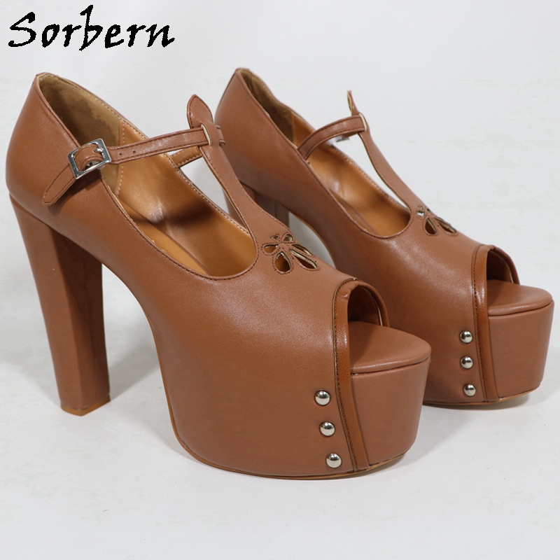 Sorbern Brown Matte Women Pump - Pump Heel Block avaliação e preço