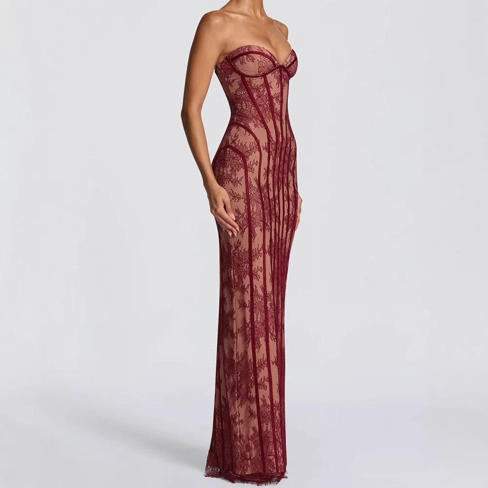 Strapless Bodycon Maxi Dress f - Formal Wear Women Us avaliação e preço