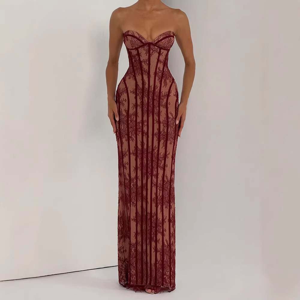 Strapless Bodycon Maxi Dress f - Formal Wear Women Us avaliação e preço