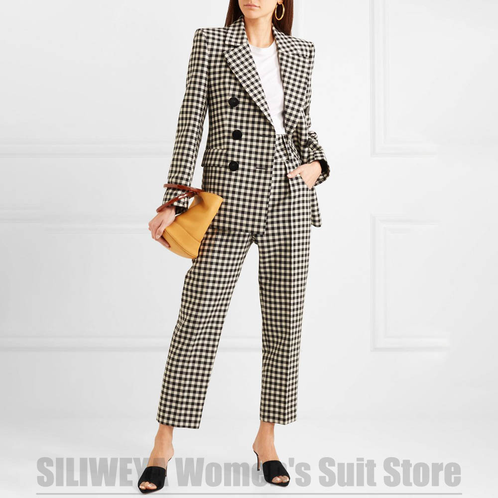 Women's Black White Gingham Tw - Women Formal Wear Black And White avaliação e preço