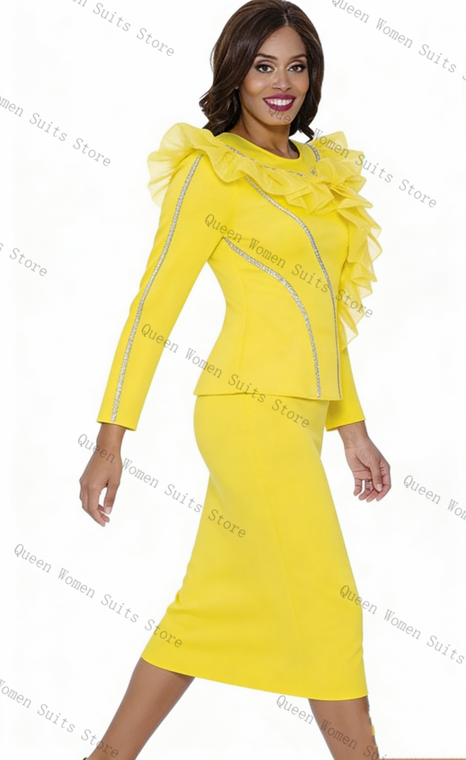 Crystals Yellow Women Suit Ski - Yellow Formal Wear Women avaliação e preço