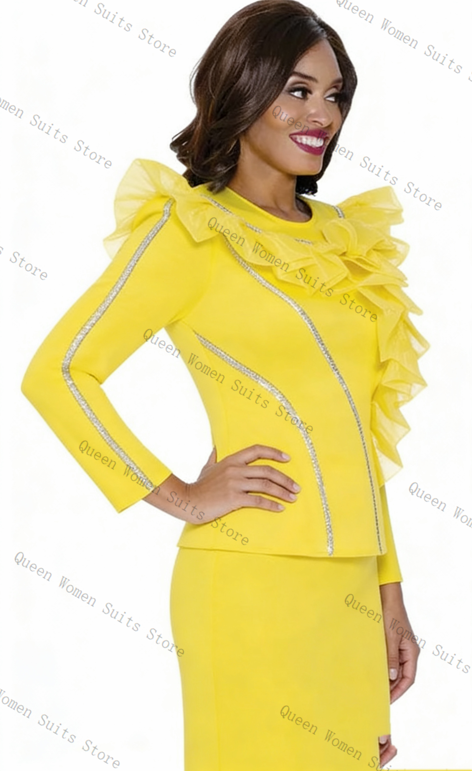 Crystals Yellow Women Suit Ski - Yellow Formal Wear Women avaliação e preço